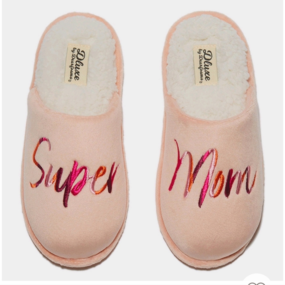 Dluxe by Dearfoams Women's Super Mom Slippers - Peach‎ Size Small 5-6